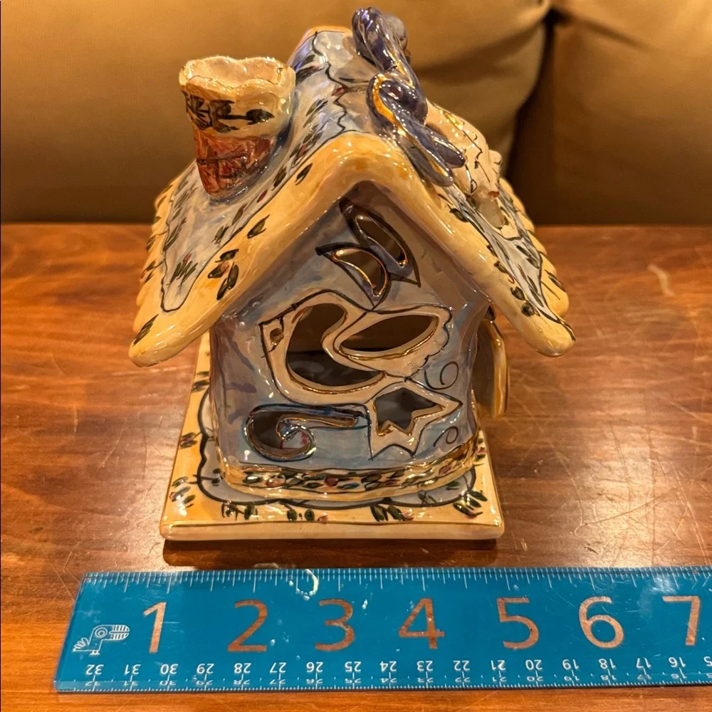 NWOT Blue Sky Ceramic May Peace Live In Your Home Dove 2 Pc Candle Holder 2001